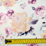 FS114_1 Peony Rose Pink Floral Scuba Stretch Knit Fabric White | Dress making, Fabric, fashion fabric, Floral, Flower, Flowers, making, Mint, Peony, Pink, Polyester, Scuba, sew, sewing, Stretchy, White | Fabric Styles