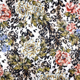 FS364 Leopard Floral | Fabric | Animal, Babywear, Dress making, Fabric, fashion fabric, Floral, Flower, Flowers, jersey, Leopard, Rompers, Scuba, Skirt, Stretch, Stretchy, Trousers | Fabric Styles