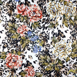 FS364 Leopard Floral | Fabric | Animal, Babywear, Dress making, Fabric, fashion fabric, Floral, Flower, Flowers, jersey, Leopard, Rompers, Scuba, Skirt, Stretch, Stretchy, Trousers | Fabric Styles