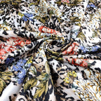FS364 Leopard Floral | Fabric | Animal, Babywear, Dress making, Fabric, fashion fabric, Floral, Flower, Flowers, jersey, Leopard, Rompers, Scuba, Skirt, Stretch, Stretchy, Trousers | Fabric Styles