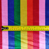 FS366 Rainbow Striped Velvet Stretch Knit Fabric | Blue, elastane, Fabric, Fabrics, fashion fabric, High Fashion, jersey, Multi Colour, Multi Stripe, Multicolor, Multicolored, Multicolour, Multicoloured, Rainbow, sewing, Skirt, Stiped, Stretch, Stretchy, Stripe, Striped, Stripes, Summer, Velvet, Yellow | Fabric Styles