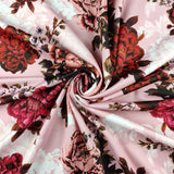 FS363 Zinnia Floral | Fabric | Baby Pink, Big Flowers, dressmaking, elastane, fabric, fabrics, Floral, Flower, Flowers, fs363, leggings, Navy, Peony, pink, poly, polyester, scuba, skirt, stretchy, zinnia | Fabric Styles