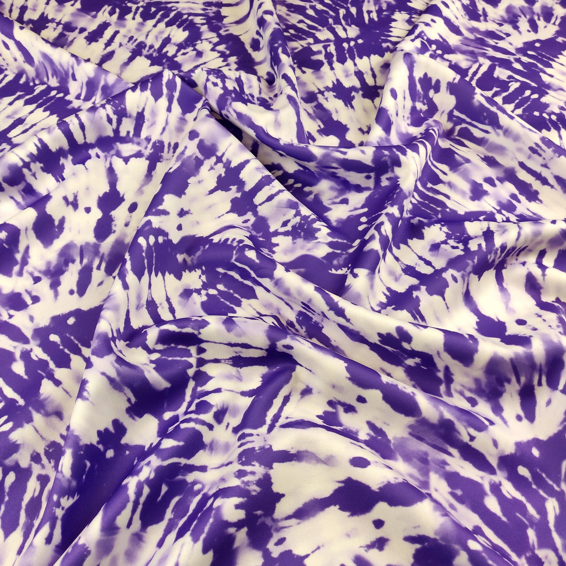 FS401_2 Purple Tie Dye | Fabric | Blue, Cloud, Clouds, drape, Dress making, Fabric, fashion fabric, jersey, making, Neon, Polyester, Purple, Scuba, sewing, Stretch, Stretchy, Tie Dye | Fabric Styles