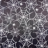 FS725 Spider Webs Scuba Stretch Knit Fabric Black & White | Fabric | Bat, Bats, Fabric, Ghost, Halloween, Haunted, Monochrome, Pumpkin, Scary, Scuba, Skull, Skulls, spider, Spiderweb, Teeth, Web, Webs | Fabric Styles