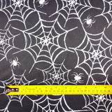 FS725 Spider Webs Scuba Stretch Knit Fabric Black & White | Fabric | Bat, Bats, Fabric, Ghost, Halloween, Haunted, Monochrome, Pumpkin, Scary, Scuba, Skull, Skulls, spider, Spiderweb, Teeth, Web, Webs | Fabric Styles