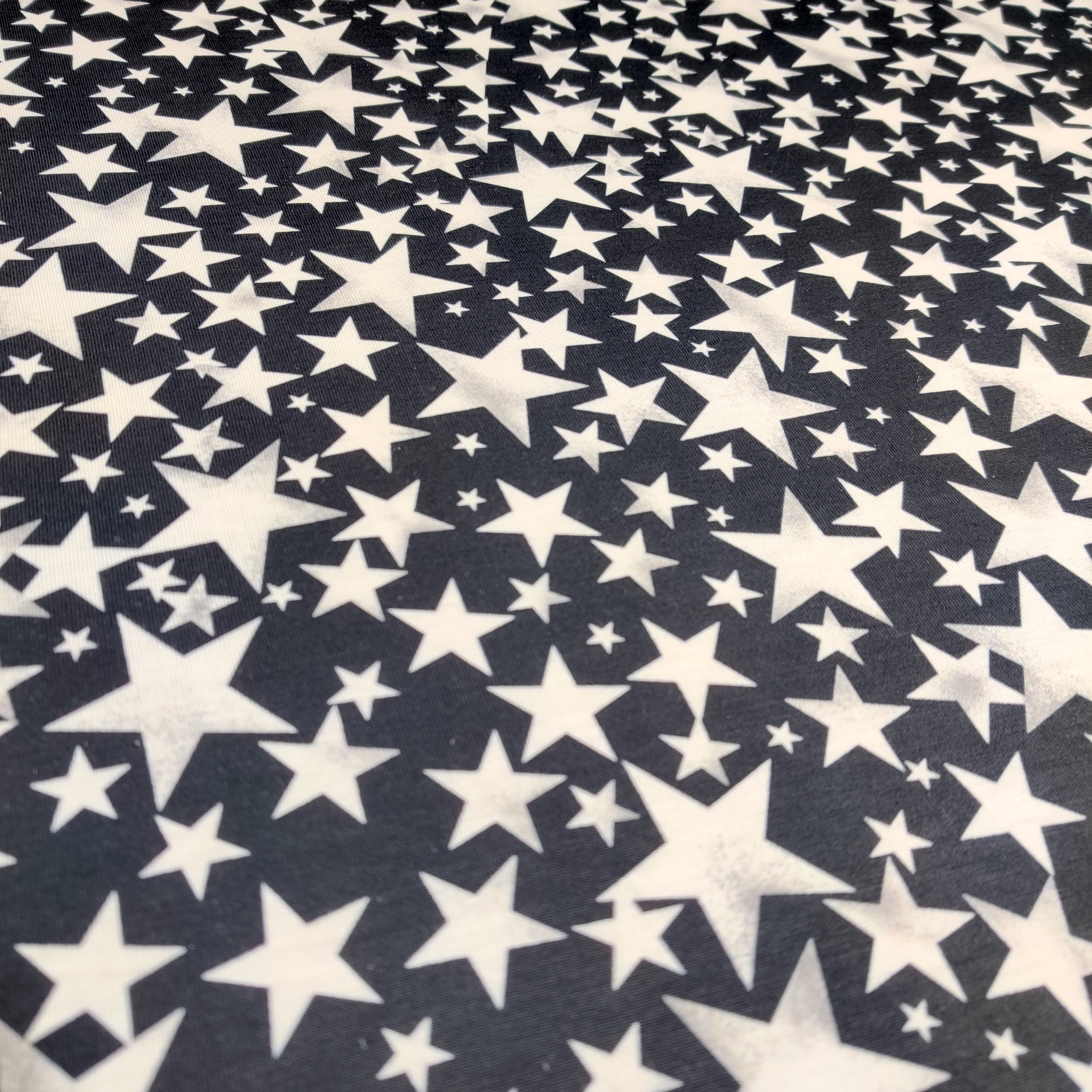 FS414_1 White Stars | Fabric | Baby, Boy, Boys, Children, drape, Fabric, fashion fabric, Kid, Kids, Night, sewing, Small Star, Spun Polyester, Spun Polyester Elastane, Star, Starry Night, Stars, Stretchy | Fabric Styles