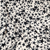 FS414_2 Black Stars | Fabric | Baby, Boys, Child, Children, drape, Fabric, fashion fabric, Kid, Kids, sewing, Spun Polyester Elastane, Star, Starry, Stars, Stretchy | Fabric Styles