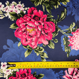 FS363 Zinnia Floral | Fabric | Baby Pink, Big Flowers, dressmaking, elastane, fabric, fabrics, Floral, Flower, Flowers, fs363, leggings, Navy, Peony, pink, poly, polyester, scuba, skirt, stretchy, zinnia | Fabric Styles