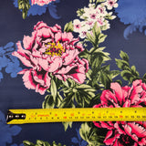 FS363 Zinnia Floral | Fabric | Baby Pink, Big Flowers, dressmaking, elastane, fabric, fabrics, Floral, Flower, Flowers, fs363, leggings, Navy, Peony, pink, poly, polyester, scuba, skirt, stretchy, zinnia | Fabric Styles