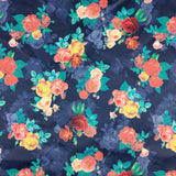 FS099_2 Roses Stretch Knit Fabric Navy | Fabric | drape, Fabric, fashion fabric, Floral, Flower, Navy, Scuba, sewing, Stretchy | Fabric Styles