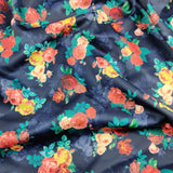 FS099_2 Roses Stretch Knit Fabric Navy | Fabric | drape, Fabric, fashion fabric, Floral, Flower, Navy, Scuba, sewing, Stretchy | Fabric Styles