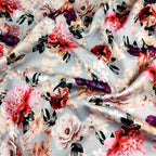 FS445 Flower Days | Fabric | drape, Fabric, fashion fabric, Floral, Flower, Grey, Scuba, sewing, Stretchy | Fabric Styles