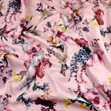 FS095 Floral Bouquet Stretch Knit Fabric White Pink Yellow