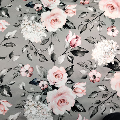 FS426_1 Pastel Floral | Fabric | drape, Fabric, fashion fabric, Floral, Flower, FS426, Grey, Scuba, sewing, Stretchy, Swim, Swimwear | Fabric Styles