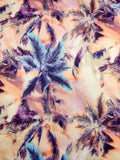 FS277 Tropical Palm Tree | Fabric | Blue Tree, Fabric, fashion fabric, Floral, Flowers, High Fashion, Orange, Palm, Palm Leaves, Palm Tree, Palm Trees, Purple, Sale, Scuba, Tropical | Fabric Styles