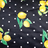 FS443 Lemon Polka Dots | Fabric | Black, drape, Fabric, fashion fabric, Fruit, Fruits, Lemon, Lemons, Polka, Polka Dot, Polka Dots, Scuba, sewing, Stretchy, White | Fabric Styles