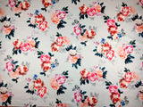 FS358_1 Rose Grey Floral | Fabric | Babywear, Daisy, Dress making, Fabric, fashion fabric, Floral, Jersey, Mint, Orange, Pink, Rompers, Scuba, Skirt, Stretch, Stretchy, Trousers | Fabric Styles