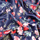 FS101 Floral Scuba Stretch Knit Fabric Navy & Mink | Fabric | drape, Fabric, fashion fabric, Floral, jersey, making, Mink, Navy, Scuba, sewing, Stretchy | Fabric Styles