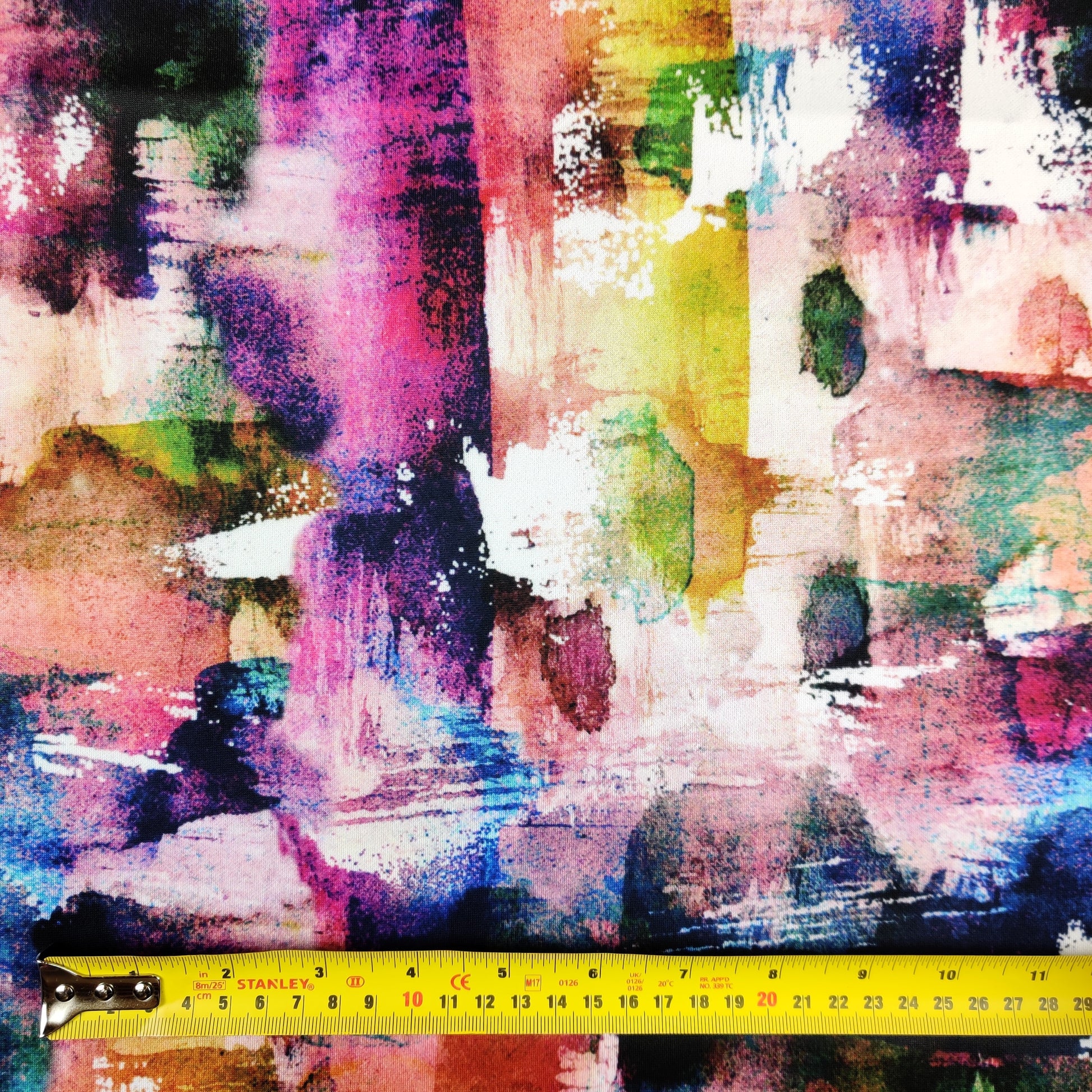 FS458 Rainbow Abstract Paint Strokes | Fabric | Colourful, drape, Fabric, fashion fabric, Nude, paint, paint strokes, Scuba, sewing, Stretchy, tie dye | Fabric Styles