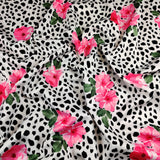 FS440 Dalmatian Floral | Fabric | Animal, Dalmatian, drape, Fabric, fashion fabric, Floral, Flower, Nude, Scuba, sewing, Stretchy | Fabric Styles