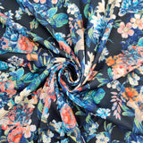 FS065 Flower Print Scuba Stretch Knit Fabric Black | Fabric | Black, Fabric, Floral, Flowers, Leaf, SALE, Scuba | Fabric Styles