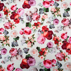 FS1155 Peony World Fabric Ponte Stretch Fabric ivory | Fabric | fabric, floral, Ivory, Pink, ponte | Fabric Styles