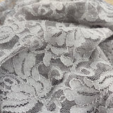 FS509_1 Grey Glitter Floral Lace | Fabric | drape, Fabric, fashion fabric, Floral Leopard, Lace, Plain, SALE, Sequins, sewing, Stretchy, textured | Fabric Styles