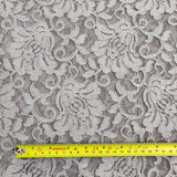 FS509_1 Grey Glitter Floral Lace | Fabric | drape, Fabric, fashion fabric, Floral Leopard, Lace, Plain, SALE, Sequins, sewing, Stretchy, textured | Fabric Styles