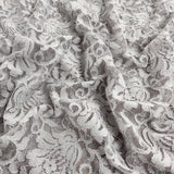 FS509_1 Grey Glitter Floral Lace | Fabric | drape, Fabric, fashion fabric, Floral Leopard, Lace, Plain, SALE, Sequins, sewing, Stretchy, textured | Fabric Styles