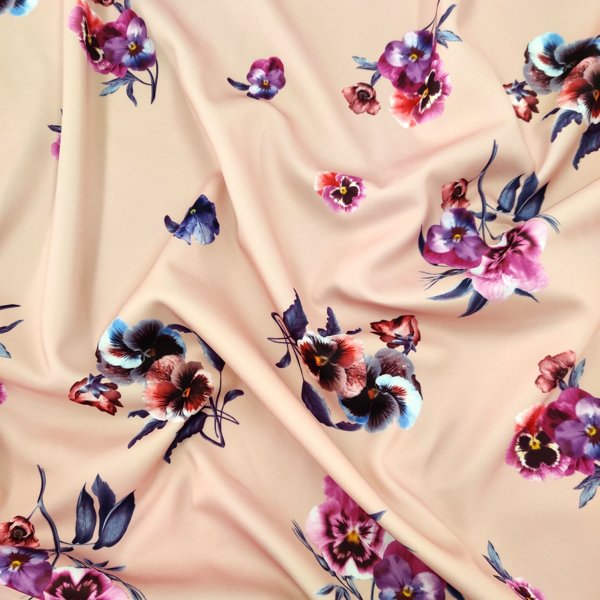 FS499_1 Nude Floral | Fabric | Black, drape, Fabric, fashion fabric, Floral, Flower, Nude, Scuba, sewing, Stretchy, White | Fabric Styles