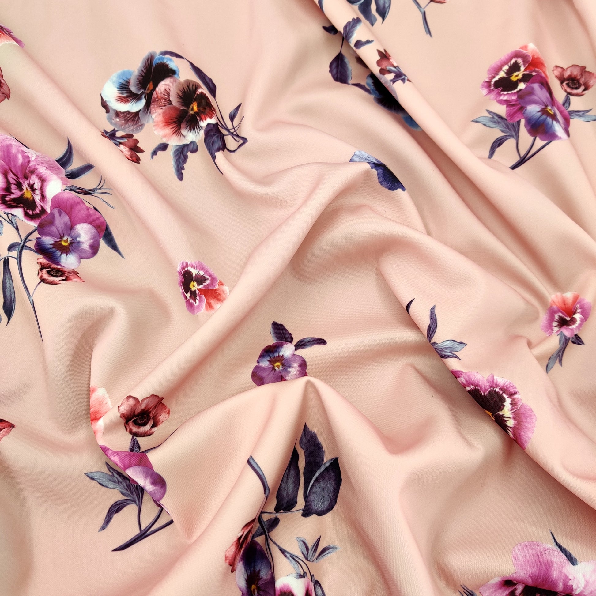 FS499_1 Nude Floral | Fabric | Black, drape, Fabric, fashion fabric, Floral, Flower, Nude, Scuba, sewing, Stretchy, White | Fabric Styles