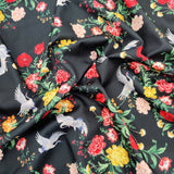 FS527 Black Oriental Swan | Fabric | bird, black, drape, Eagle, Fabric, fashion fabric, Floral, Flower, Scuba, sewing, Stretchy, swan | Fabric Styles