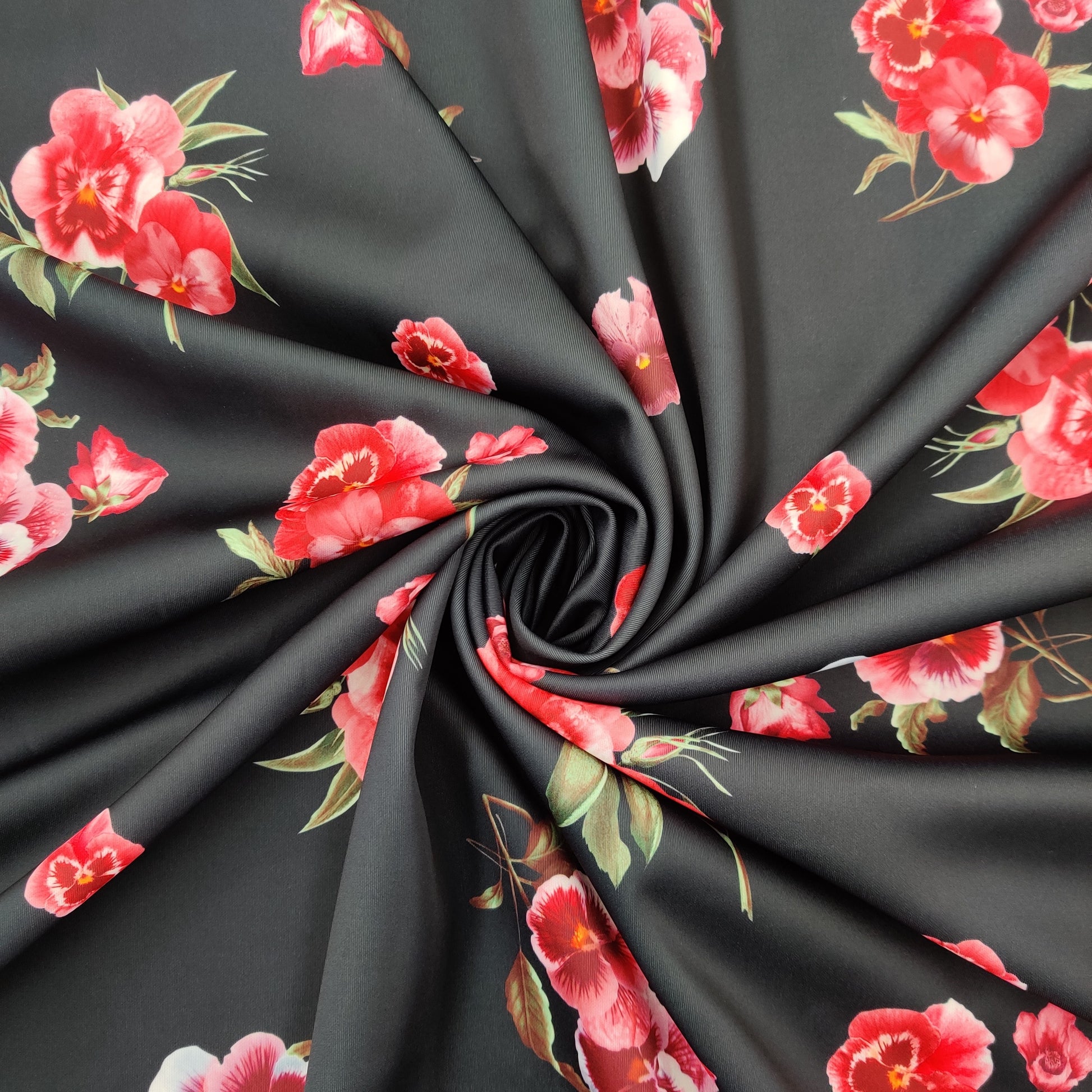 FS499_1 Nude Floral | Fabric | Black, drape, Fabric, fashion fabric, Floral, Flower, Nude, Scuba, sewing, Stretchy, White | Fabric Styles