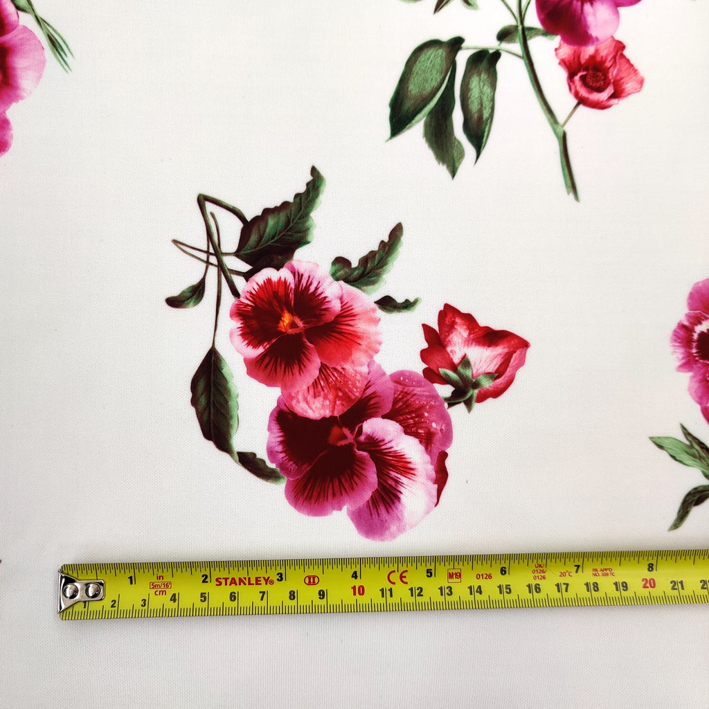 FS499_1 Nude Floral | Fabric | Black, drape, Fabric, fashion fabric, Floral, Flower, Nude, Scuba, sewing, Stretchy, White | Fabric Styles