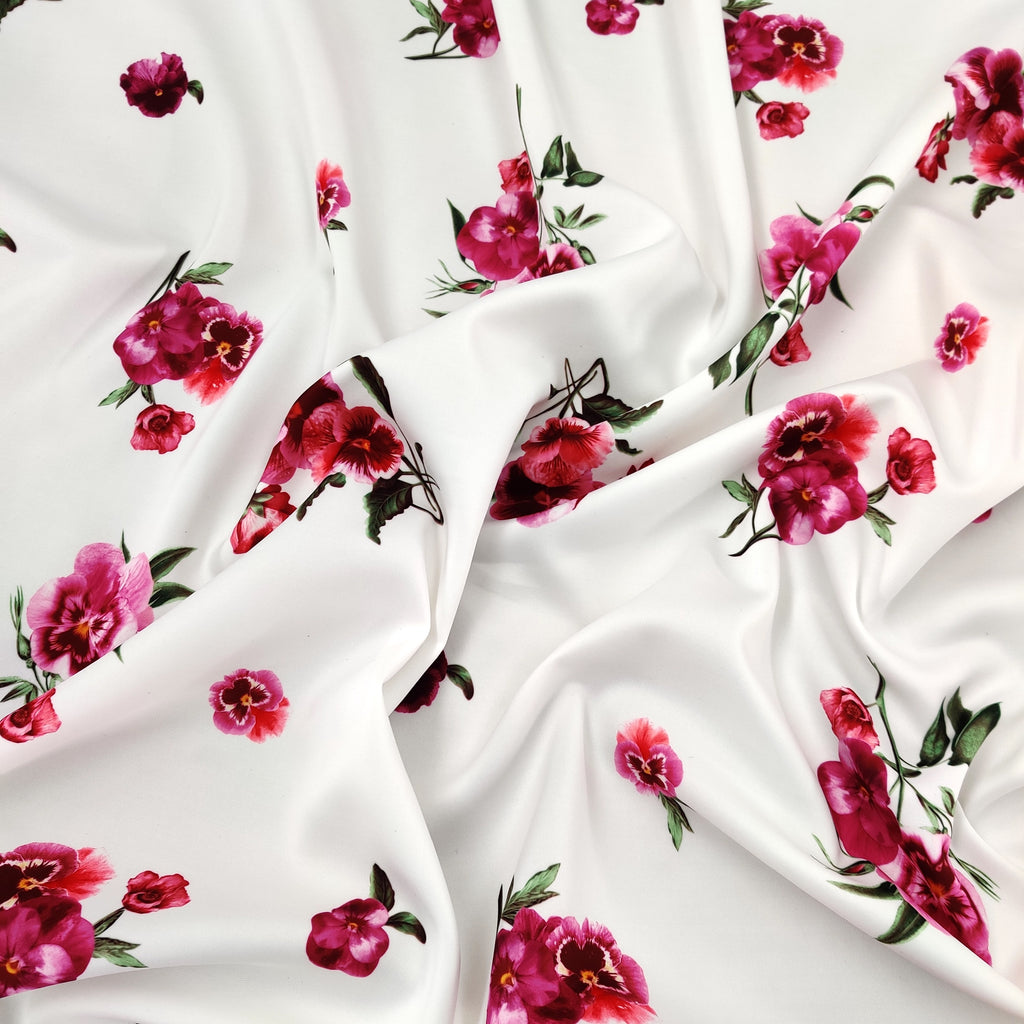 FS499_1 Nude Floral | Fabric | Black, drape, Fabric, fashion fabric, Floral, Flower, Nude, Scuba, sewing, Stretchy, White | Fabric Styles