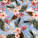 FS524_2 Blue Tropical | Fabric | drape, Eagle, Fabric, fashion fabric, Floral, Flower, Scuba, sewing, Stretchy | Fabric Styles