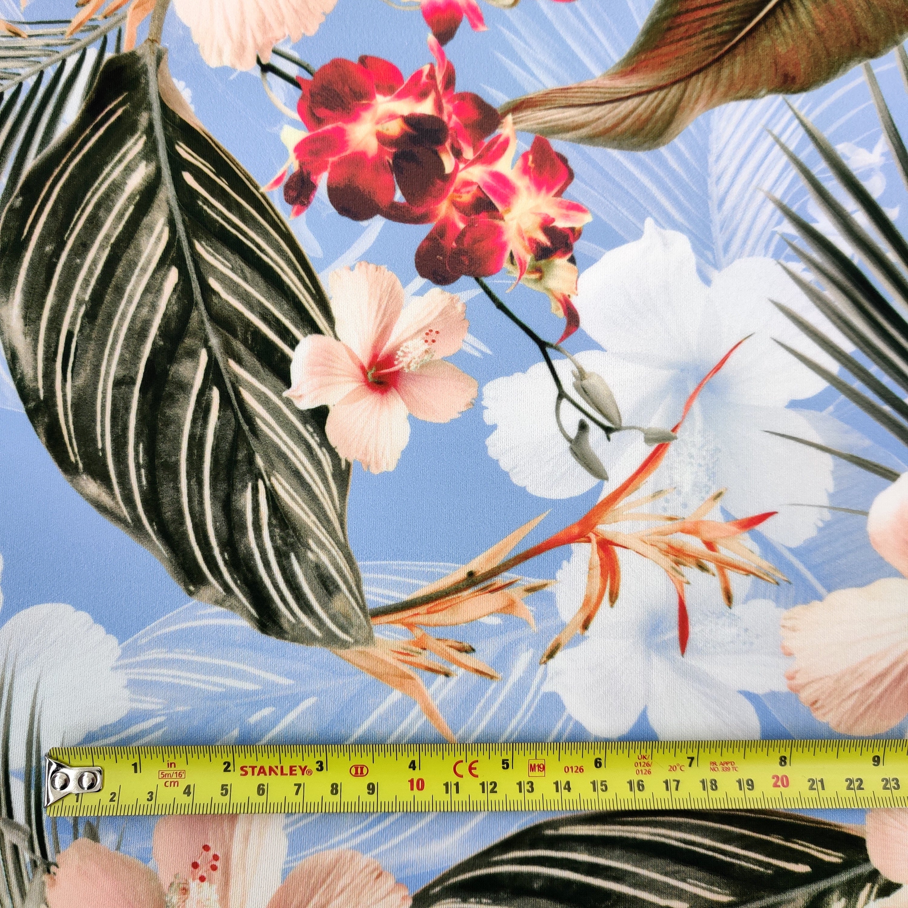 FS524_2 Blue Tropical | Fabric | drape, Eagle, Fabric, fashion fabric, Floral, Flower, Scuba, sewing, Stretchy | Fabric Styles