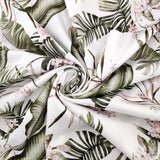 FS523_2 White Tropical Feather | Fabric | drape, Fabric, fashion fabric, Floral, Flower, Palm, Scuba, Stretchy, Tropical | Fabric Styles