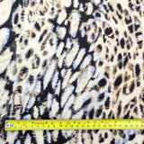 FS522 Leopard Silky Stretch Knit Fabric White | Fabric | Animal, Blue, Brown, children, drape, Fabric, fashion fabric, kids, Leopard, Moon, sewing, Soft Touch, star, Stars, Stretchy, Tie Dye | Fabric Styles
