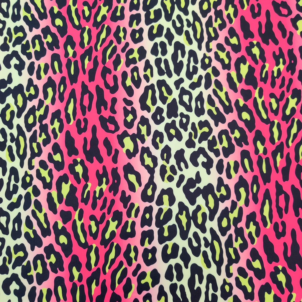 FS528 Neon Ombre Leopard | Fabric | animal, cheetah, Fabric, Leopard, lime, Neon, pink, polyester, spandex, yellow | Fabric Styles