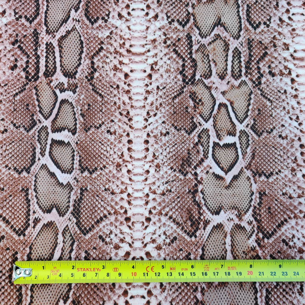 Snake Skin Scuba Stretch Knit Fabric Brown