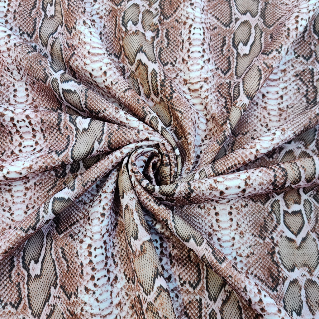 Snake Skin Scuba Stretch Knit Fabric Brown