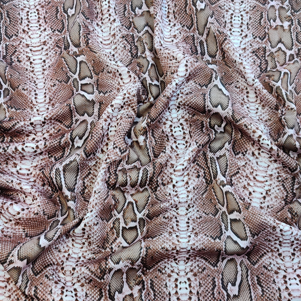 Snake Skin Scuba Stretch Knit Fabric Brown