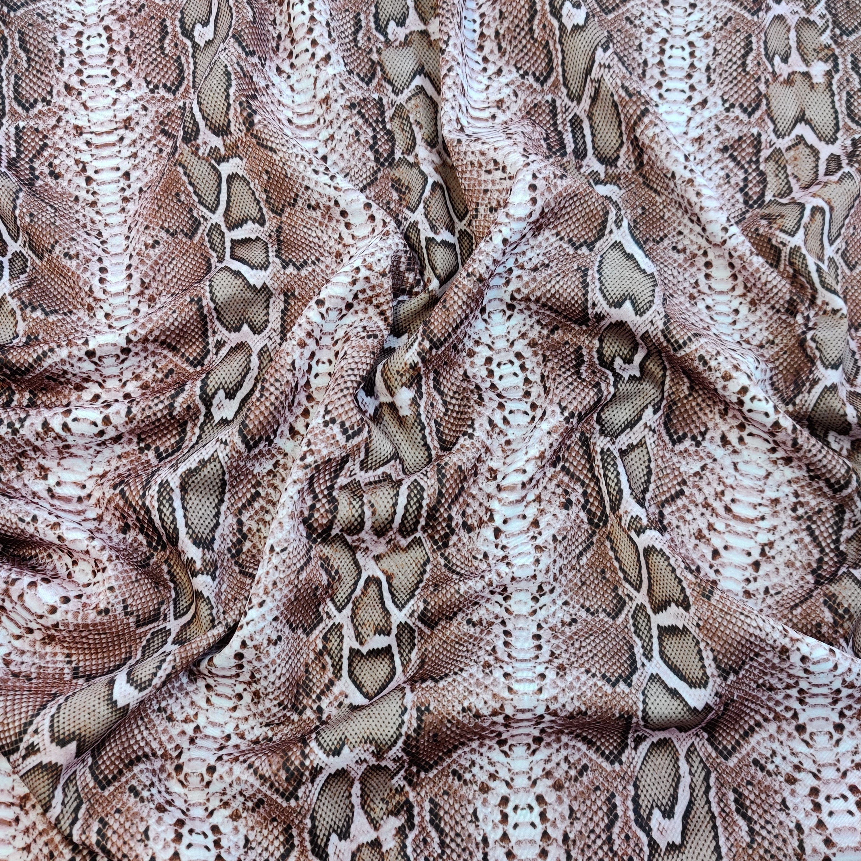 Snake Skin Scuba Stretch Knit Fabric Brown