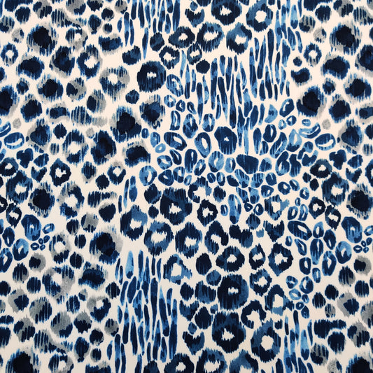 FS555 Blue Daze Leopard | Fabric | Animal, Blue, drape, Fabric, fashion fabric, Leopard, Scuba, sewing, Stretchy | Fabric Styles