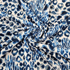 FS555 Blue Daze Leopard | Fabric | Animal, Blue, drape, Fabric, fashion fabric, Leopard, Scuba, sewing, Stretchy | Fabric Styles