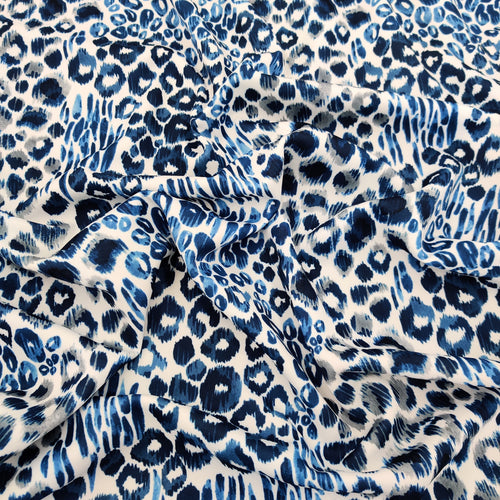 FS555 Blue Daze Leopard | Fabric | Animal, Blue, drape, Fabric, fashion fabric, Leopard, Scuba, sewing, Stretchy | Fabric Styles