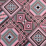 FS567 Pink Aztec | Fabric | aztec, Fabric, fashion fabric, geometric, making, pink, Scuba, sewing, Stretchy, tile | Fabric Styles