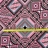FS567 Pink Aztec | Fabric | aztec, Fabric, fashion fabric, geometric, making, pink, Scuba, sewing, Stretchy, tile | Fabric Styles