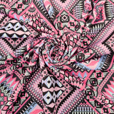 FS567 Pink Aztec | Fabric | aztec, Fabric, fashion fabric, geometric, making, pink, Scuba, sewing, Stretchy, tile | Fabric Styles